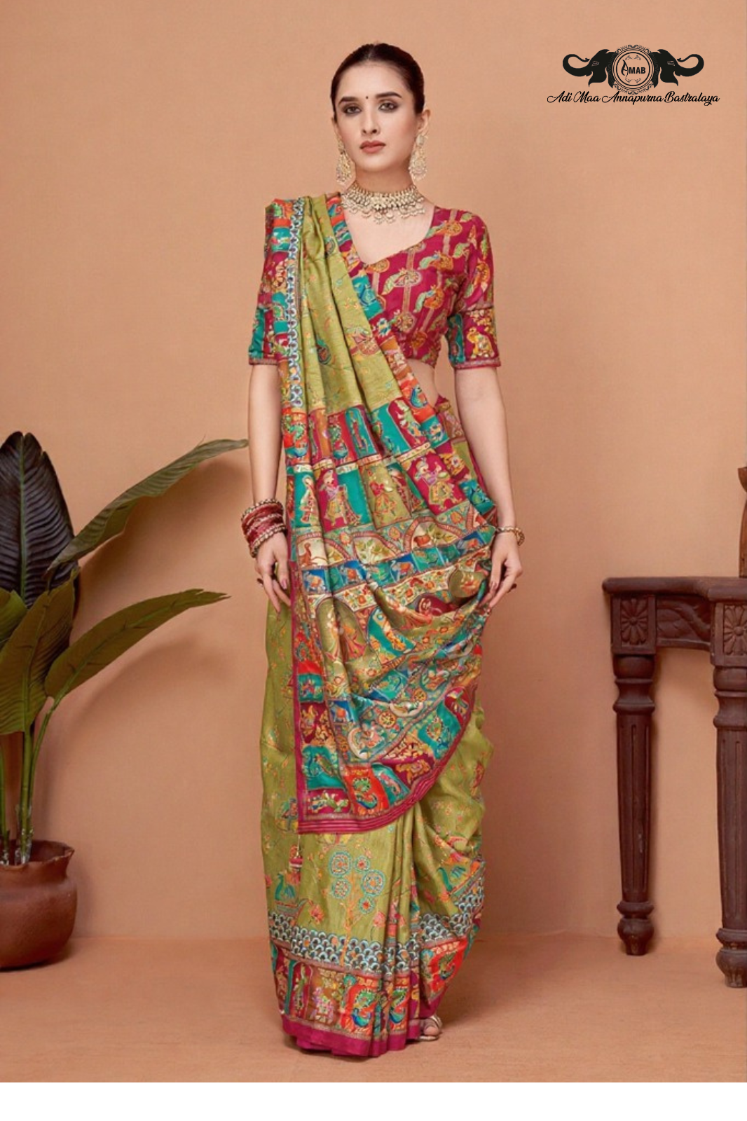 Elegant Traditional Madhubani Printed Silk Saree Collection