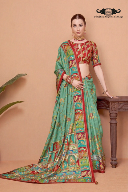 Elegant Traditional Madhubani Printed Silk Saree Collection