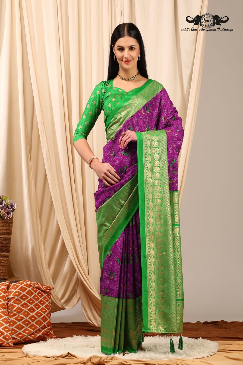 Luxurious Silk Blend Designer Sarees with Rich Zari Borders