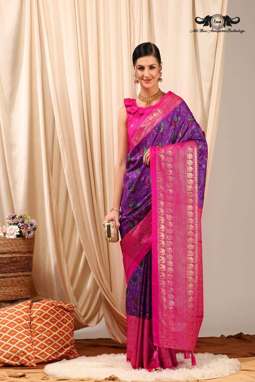 Luxurious Silk Blend Designer Sarees with Rich Zari Borders