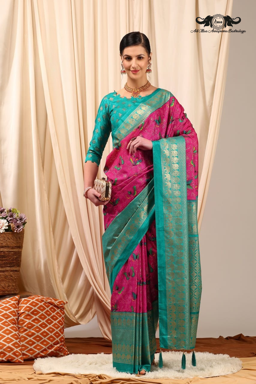 Luxurious Silk Blend Designer Sarees with Rich Zari Borders
