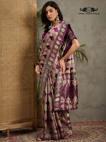 Woven Silk Blend Saree with Rich Designer Print