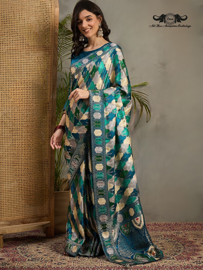Woven Silk Blend Saree with Rich Designer Print
