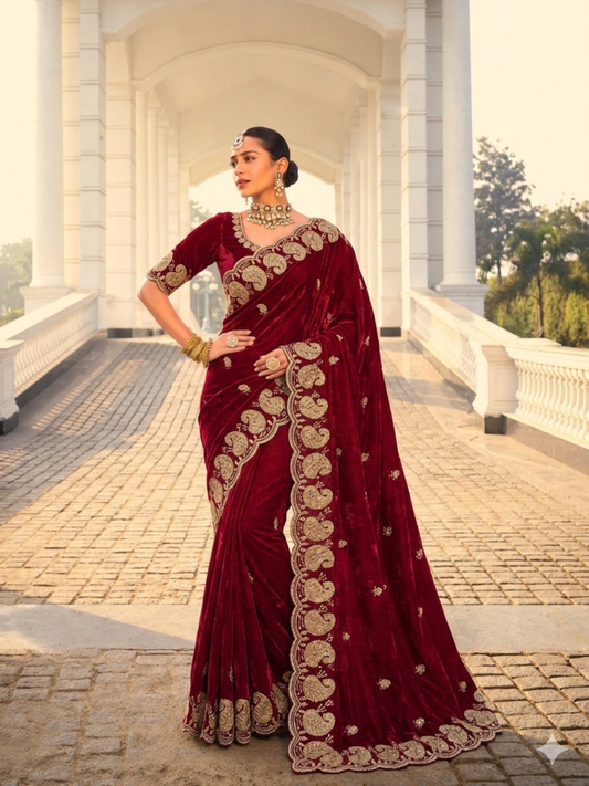 Soft Space Silk Designer Saree | Sequins, Zari & Bits Work with Embroidered Blouse | Ready Stock
