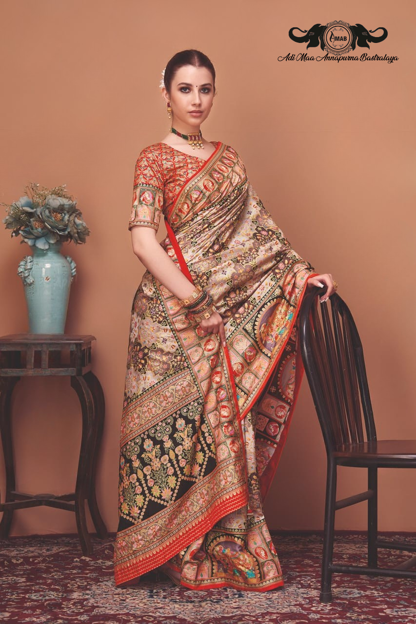 Luxurious Art Silk Saree with Traditional Pichwai Digital Print