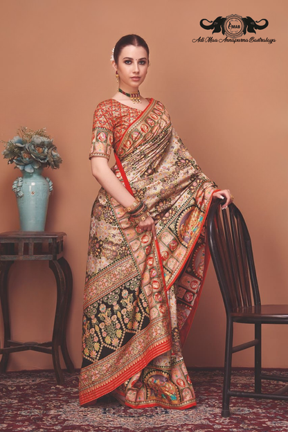 Luxurious Art Silk Saree with Traditional Pichwai Digital Print