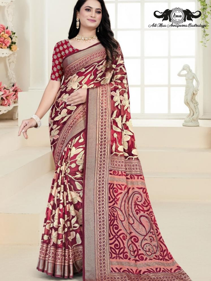 Elegant Woven Chanderi Silk Saree with Floral Meenakari Work