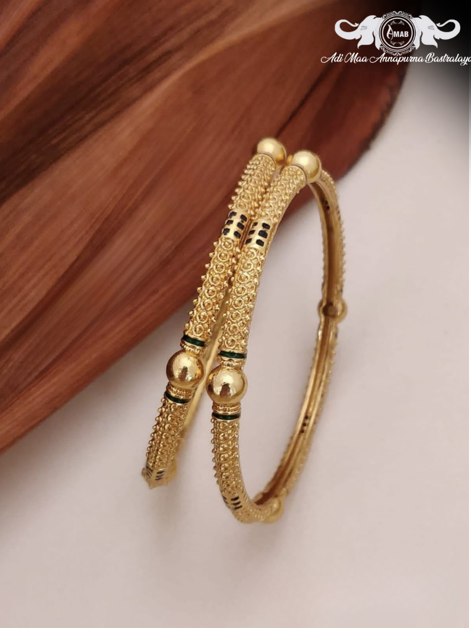 Wholesale Gold Plated Textured Daily Wear Bangles (Set of 2)