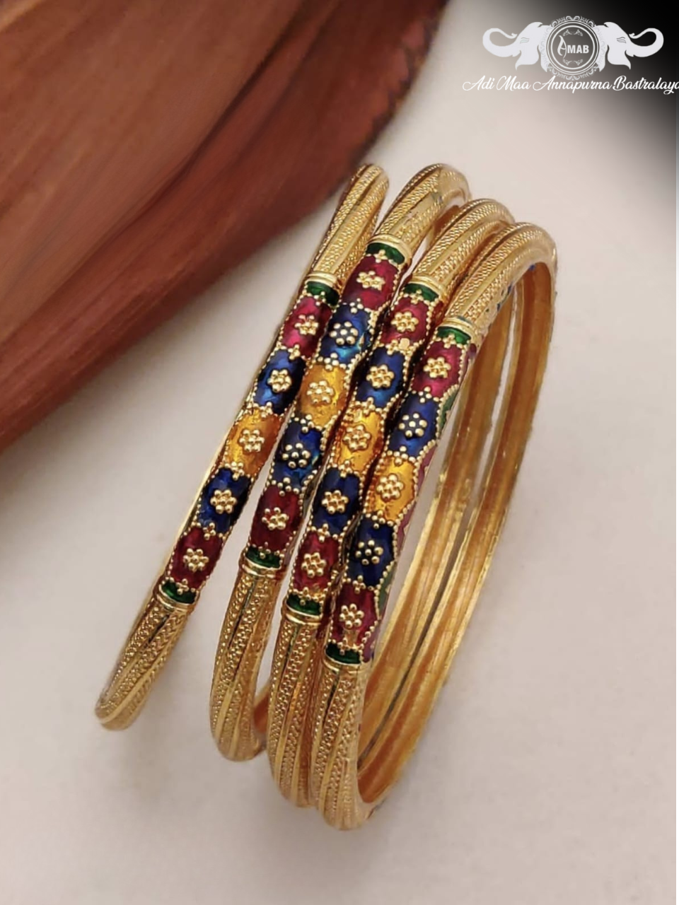 Wholesale Gold Plated Kadli Set with Multi-Color Meenakari (4 Pcs)