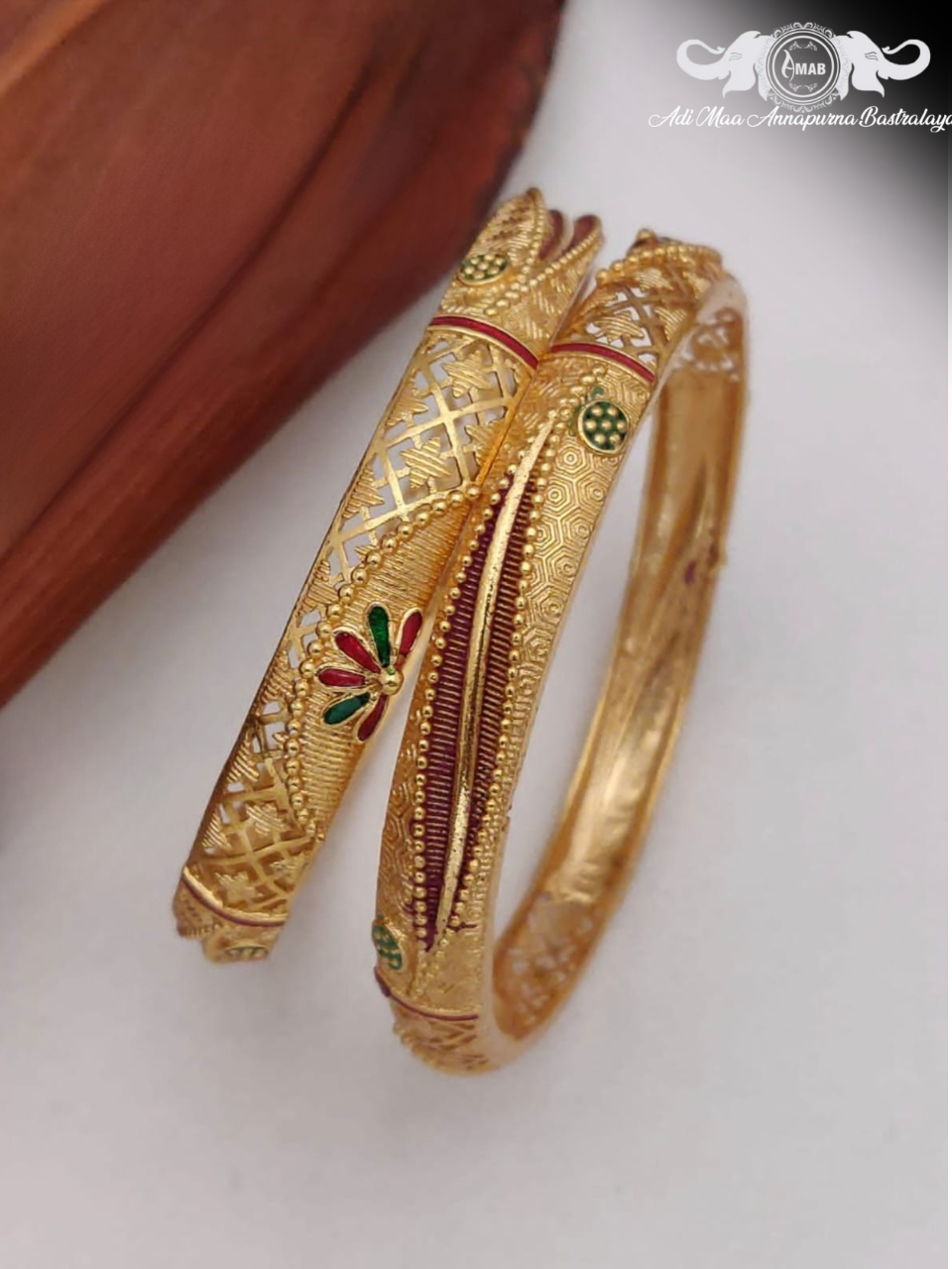 Wholesale Gold Plated Kadli Set with Meenakari (2 Pcs)