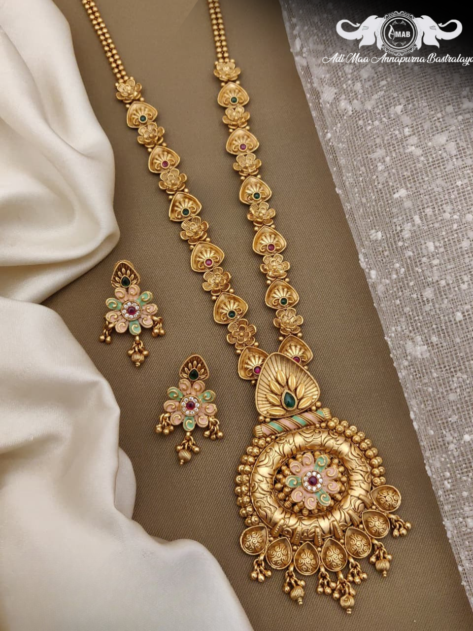 Wholesale Antique Lakshmi Haar Set Multi-Color Meenakari - Bulk