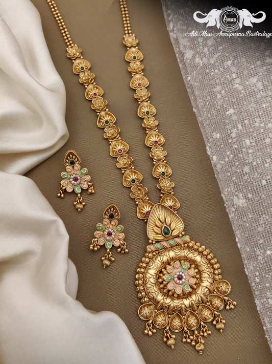 Wholesale Antique Lakshmi Haar Set Multi-Color Meenakari - Bulk