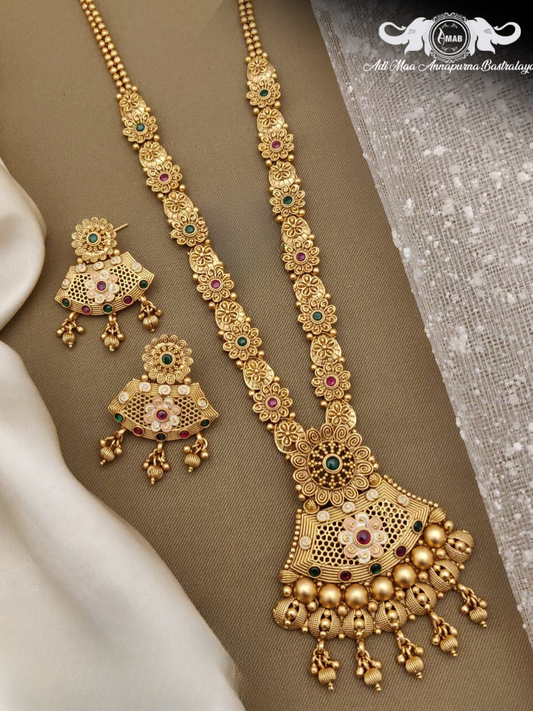 Wholesale Antique Gold Lakshmi Haram Set Meenakari - Bulk