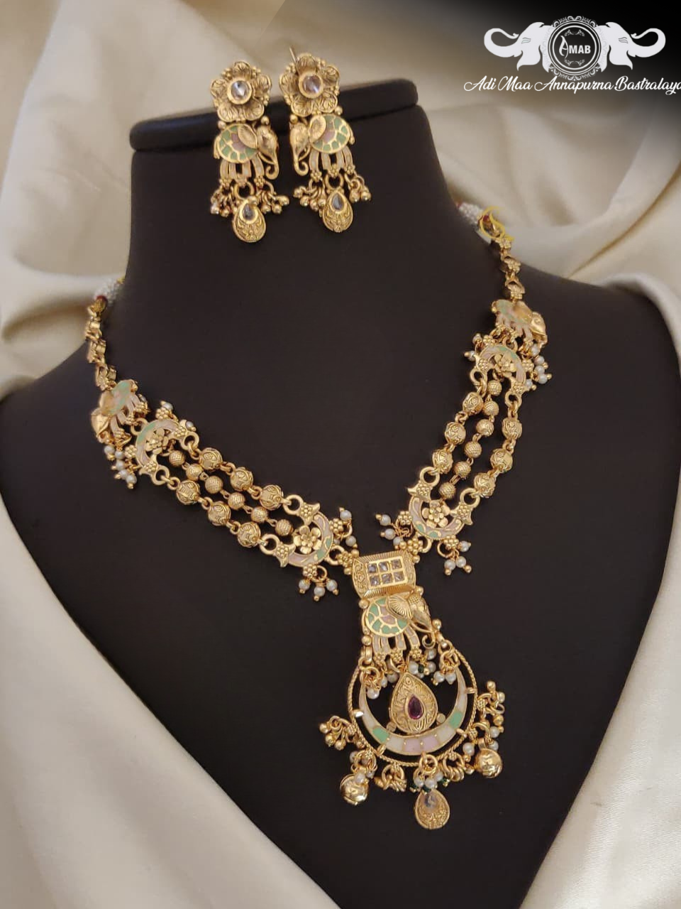 Wholesale Antique Choker Set Elephant Meenakari - Bulk