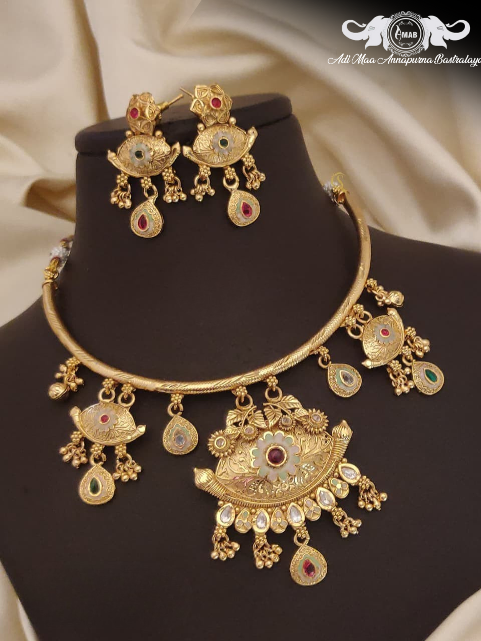 Wholesale Antique Choker Set Elephant Meenakari - Bulk