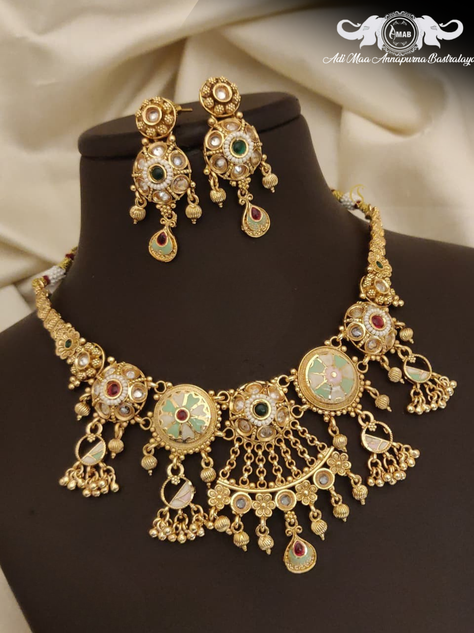 Wholesale Antique Choker Set Pastel Meenakari Drops - Bulk
