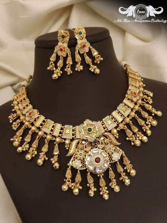 Wholesale Antique Choker Set Pastel Meenakari Drops - Bulk