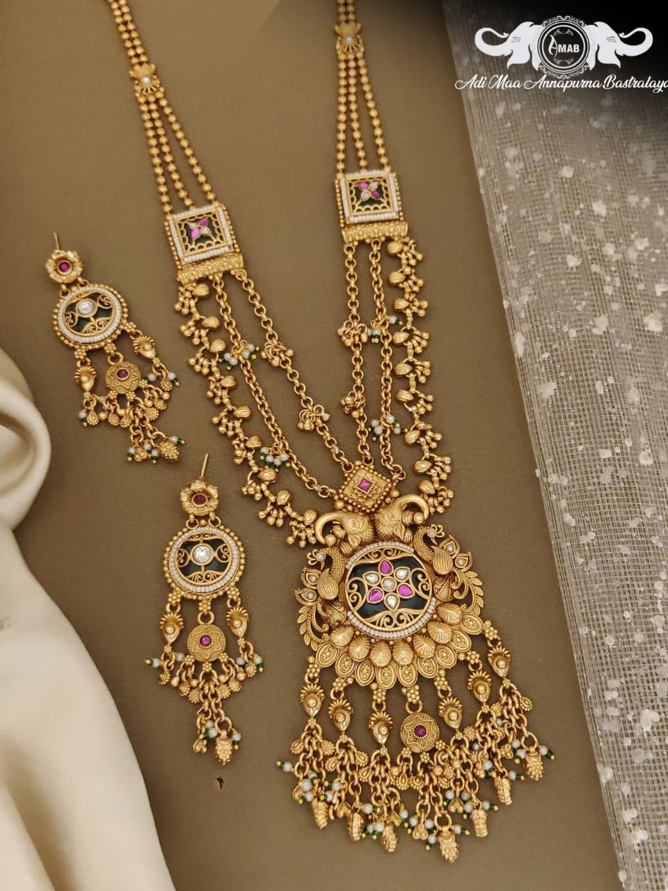 Wholesale Antique Gold Heritage Long Set Meenakari - Bulk