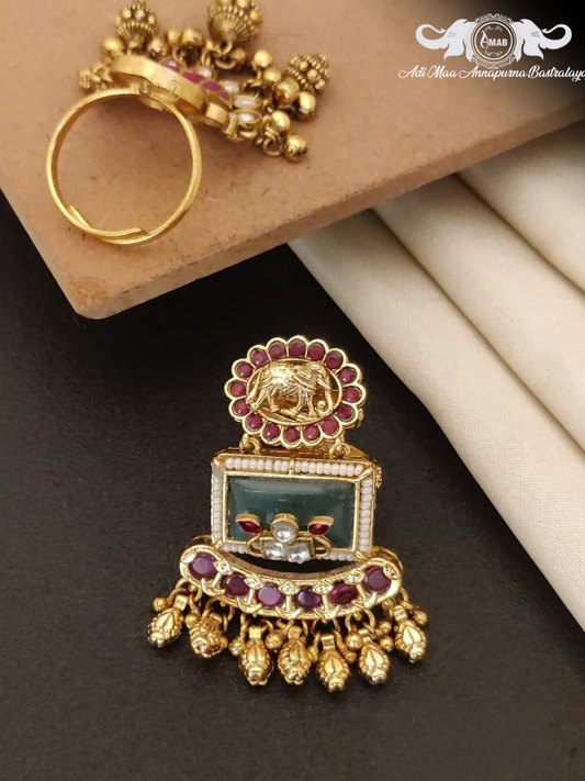 Wholesale Antique Gold Adjustable Ring with Ruby Stones