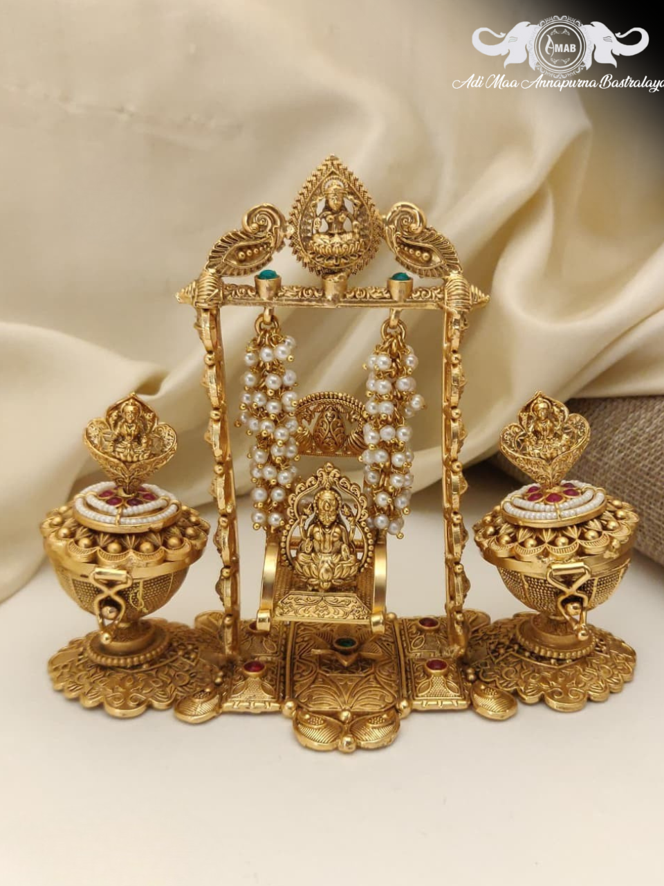 Wholesale Antique Gold Lakshmi Jhula Set with Pearl Swing