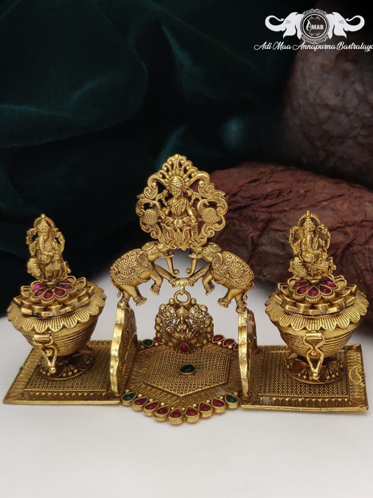 Wholesale Antique Gold Temple Ganesha Lakshmi Pooja Set