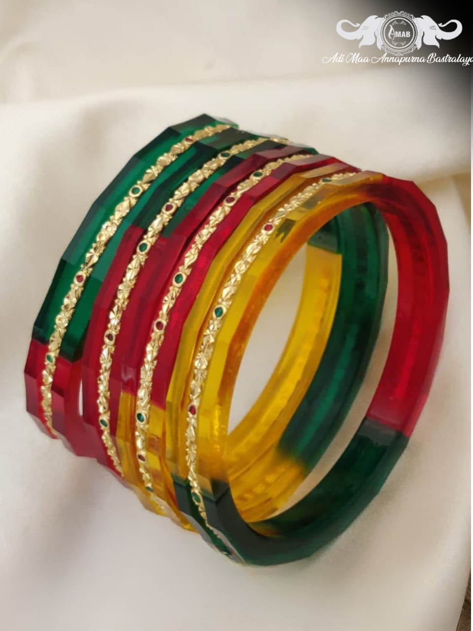Wholesale Multi-Color Acrylic Bangles with Gold Stone Work