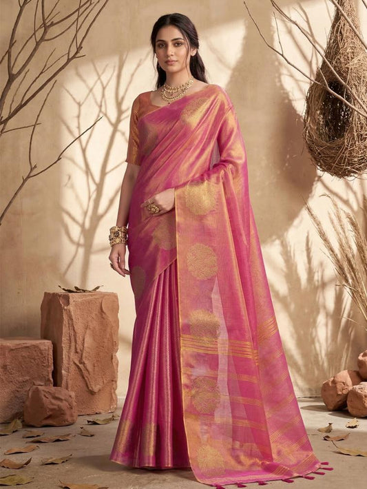Wholesale Suvarna Soft Tissue Silk Saree with Fancy Latkan set of 6