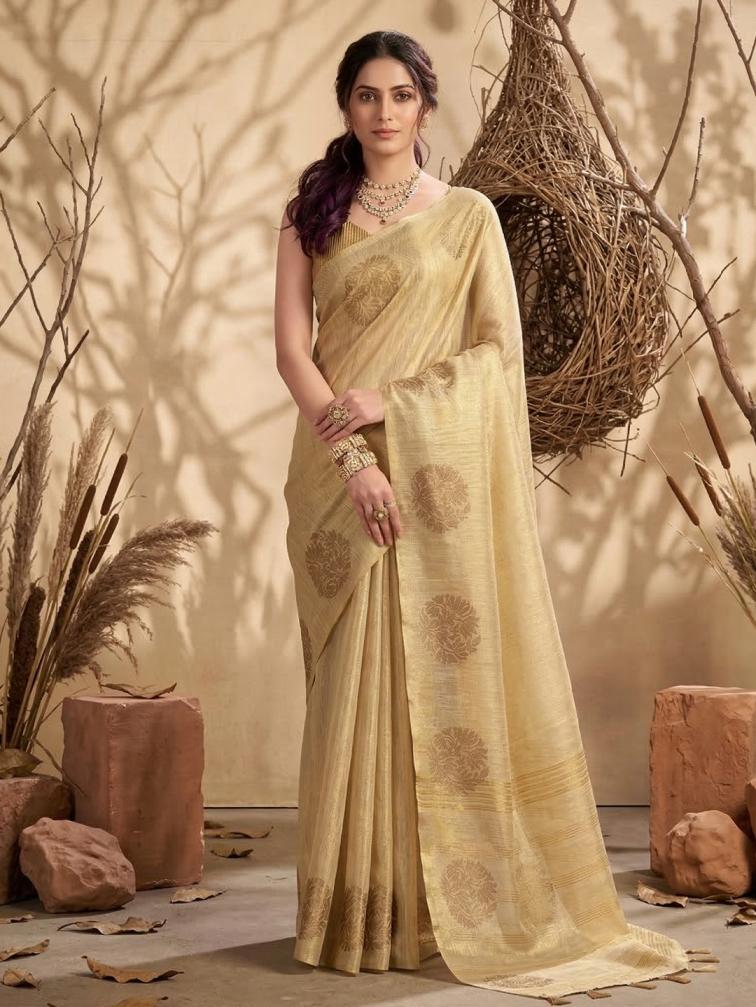 Wholesale Suvarna Soft Tissue Silk Saree with Fancy Latkan set of 6