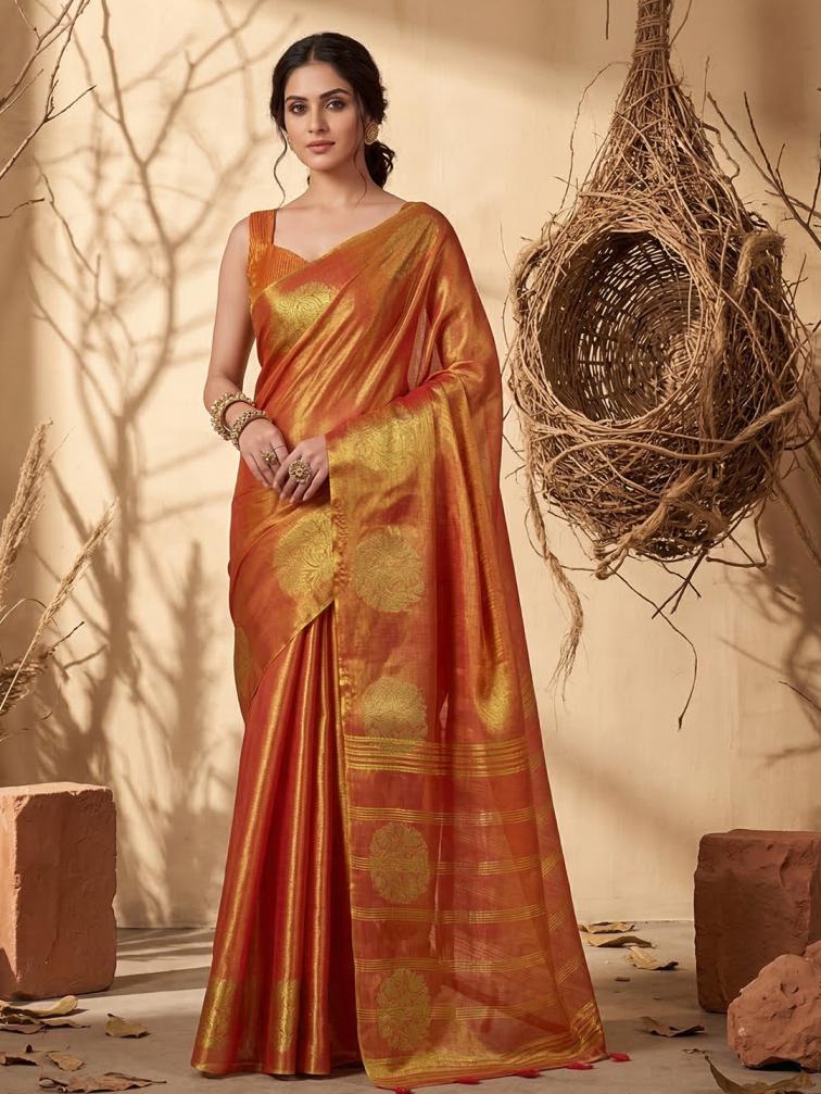 Wholesale Suvarna Soft Tissue Silk Saree with Fancy Latkan set of 6