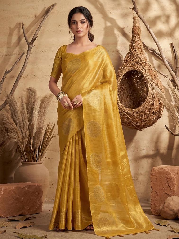 Wholesale Suvarna Soft Tissue Silk Saree with Fancy Latkan set of 6